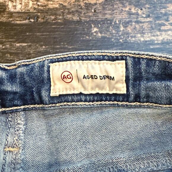AG Jeans Womens Size 32 Farrah Mid Rise Crop Bootcut Blue Denim Frayed‎ Hem NEW - Picture 5 of 16